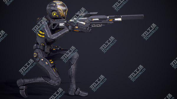 images/goods_img/20210312/Sci-Fi Soldier Female With The Sniper Rifle Rigged model/4.jpg